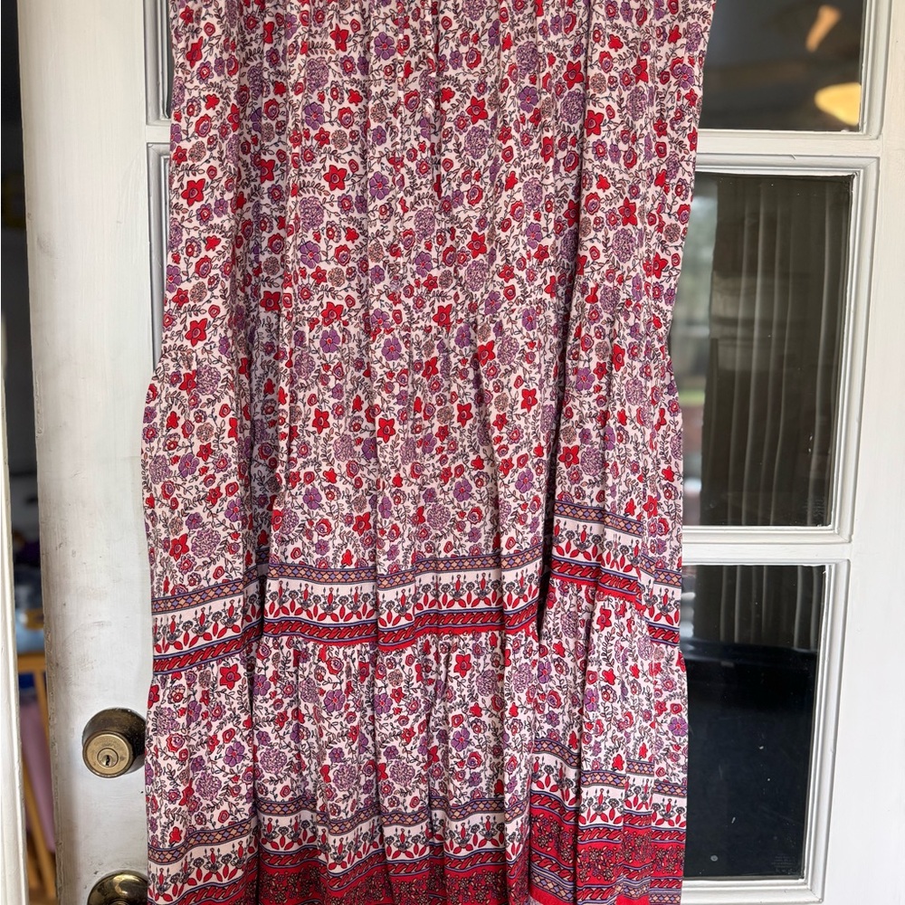 Knox Rose Red and Purple Floral Skirt